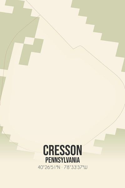 Vieille carte de Cresson (Pennsylvanie), USA. par Affiches de lieux