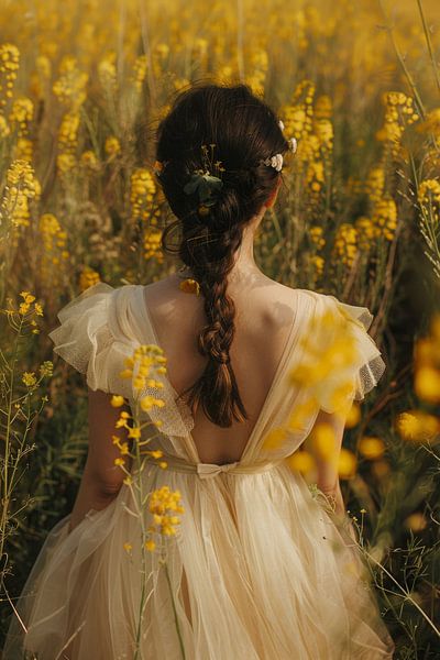 Blütenschimmer im goldenen Feld von Poster Art Shop