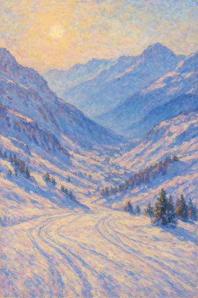 Alpines Tal des Lichts - Eine von Claude Monet inspirierte Winterlandschaft von Travel Shop