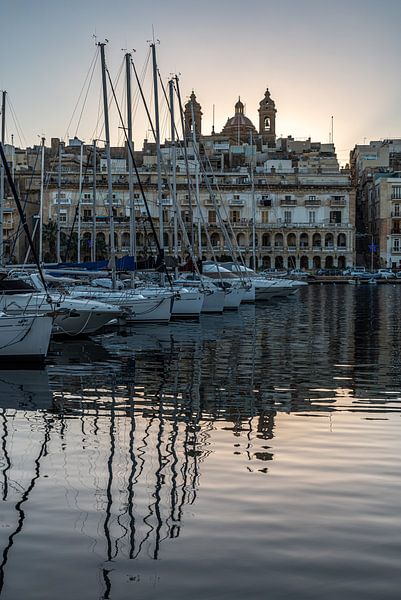 Valletta, Malta - 01 07 2022: Boats reflecting in the water at t by Werner Lerooy