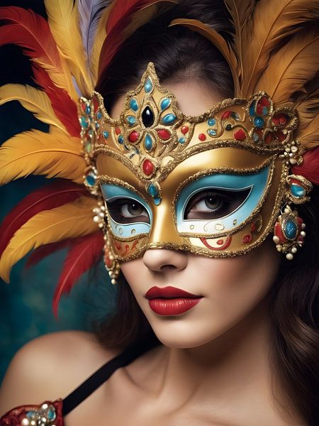 A woman in a carnival mask by 1xMerch