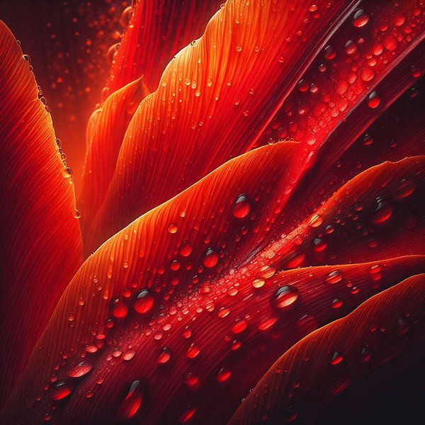Red tulip with drops by Jessica Berendsen