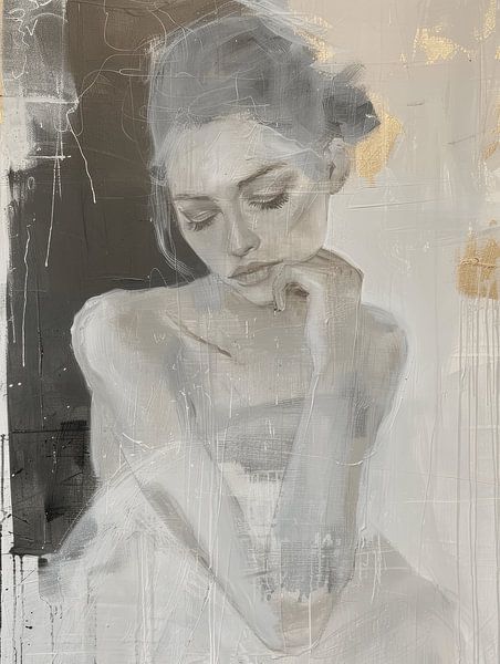 Figürliches Porträt mit Goldakzenten von Carla Van Iersel