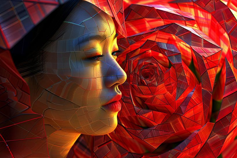 Malerisches Porträt mit Rose von Egon Zitter