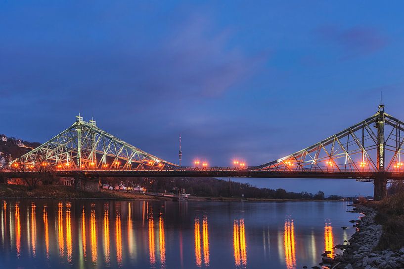 Elbe Bridge &quot;Blue Wonder&quot;, Dresden by Gunter Kirsch