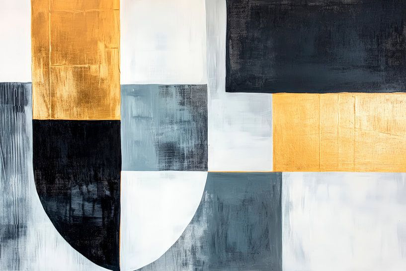 Composition géométrique en noir et or par Poster Art Shop