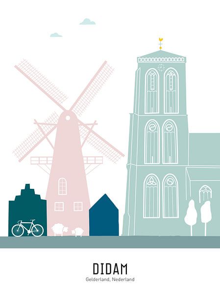 Skyline-Abbildung Didam in Farbe von Mevrouw Emmer
