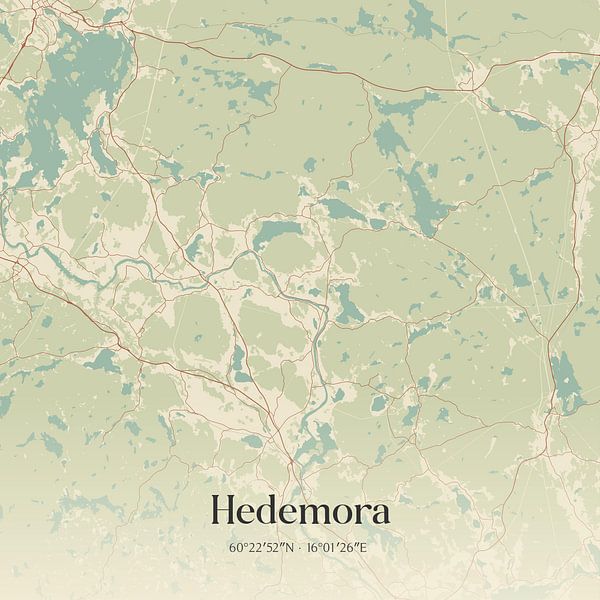Vintage map of Hedemora, Sweden. by Prints of Place