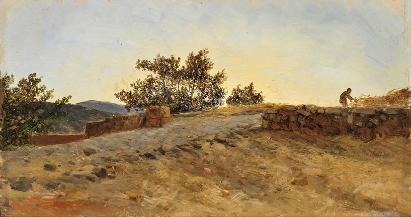 Carlos de Haes Sonnenuntergang auf dem Land, Antike Landschaft von finemasterpiece