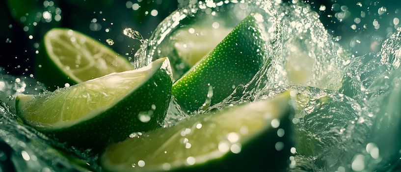 Sparkling limes in fresh water by Poster Art Shop