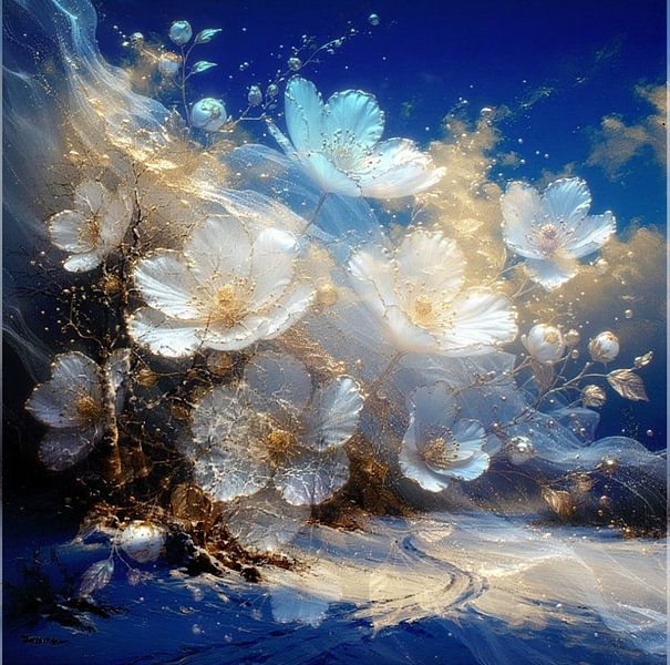 Paysage hivernal de Noël, lumière du Nord. par J.a Dijkstra