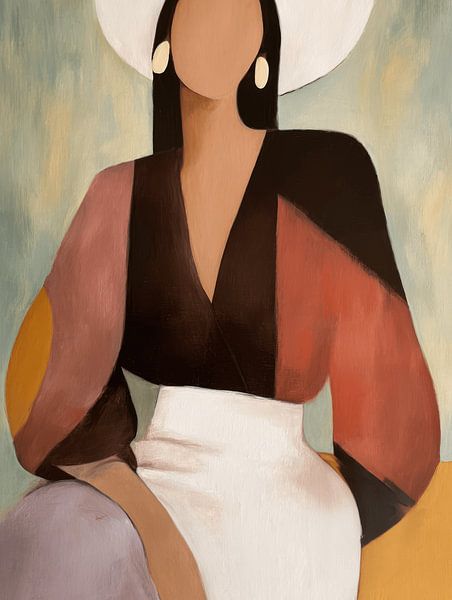 Figurative abstract portrait in warm colours by Studio Allee