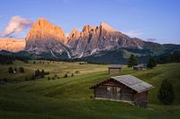 Sonnenuntergang auf der Seiser Alm, Dolomiten, Italien