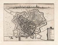 Carte de Zutphen, vers 1650, avec cadre blanc.