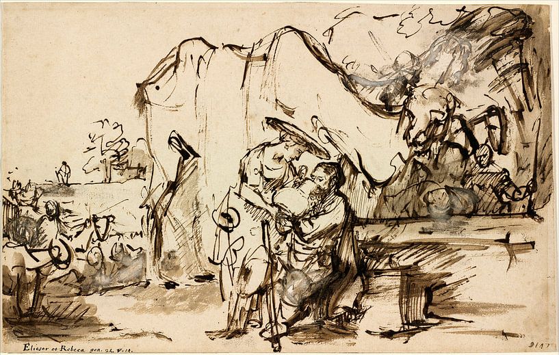 Rembrandt van Rijn  Rébecca et Éliézer au puits par Rembrandt van Rijn