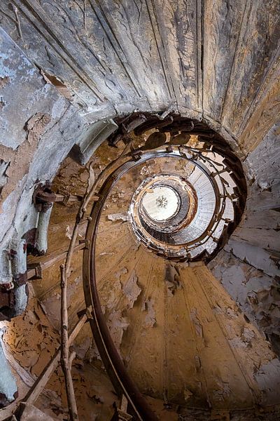 Stairs in Abandoned Theatre. by Roman Robroek - Photos of Abandoned Buildings