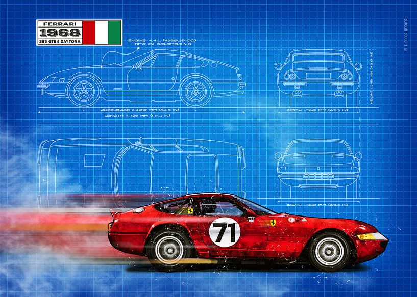 Daytona 365 GTB/4 Blueprint by Theodor Decker