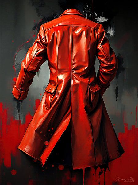 Manteau de cuir rouge - l'envers de la mémoire comme trace d'un mouvement invisible par AidasignArt