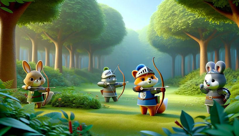 Brave archers in the forest clearing by artefacti