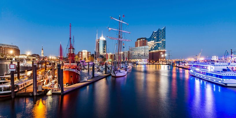 Port of Hamburg with the Elbphilharmonie at HafenCity quarter by Werner Dieterich