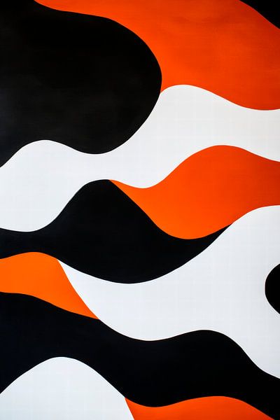 Wave pattern in black, white and orange by Poster Art Shop