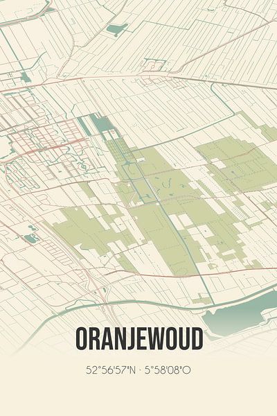 Alte Karte von Oranjewoud (Fryslan) von Ortsdrucke