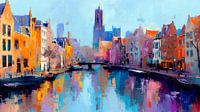 Kleurrijk grachtenlandschap Utrecht - Impressionistische kunst