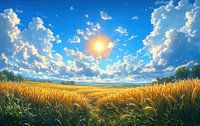Golden Fields Under a Radiant Sky