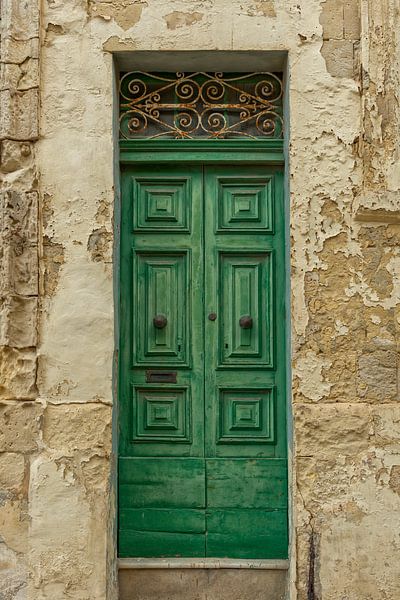 Old wooden front door, Valletta, Malta by Marielle Leenders