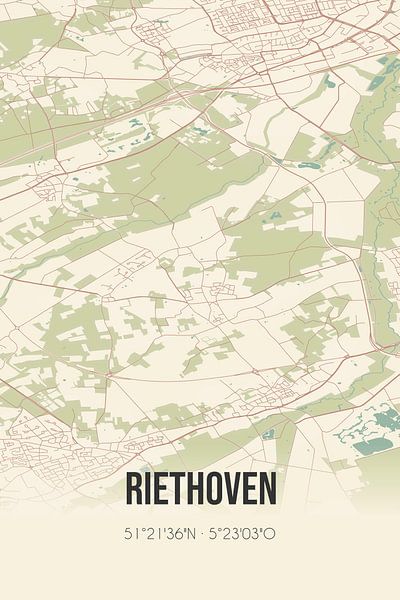 Vieille carte de Riethoven (Brabant du Nord) par Affiches de lieux