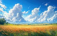 Golden Fields Under a Radiant Sky