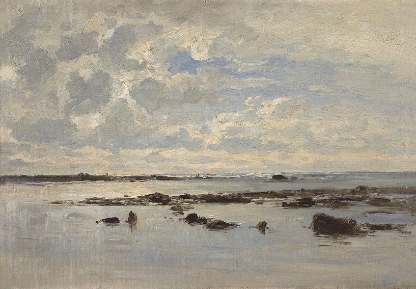 Paysage marin de Carlos de Haes au lever du soleil, Paysage antique par finemasterpiece