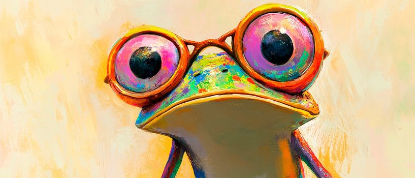 Des regards colorés - Les lunettes intelligentes des grenouilles Des yeux colorés - par Poster Art Shop