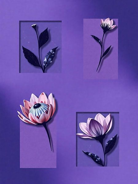 Botanical quartet in violet by A.D. Digital ART