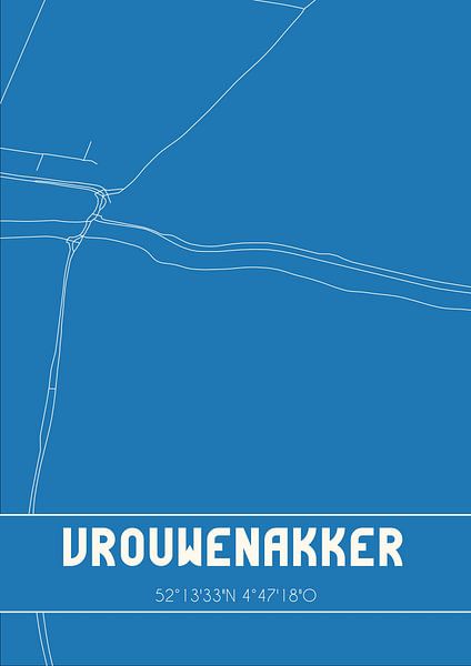 Blueprint | Map | Vrouwenakker (South Holland) par Affiches de lieux