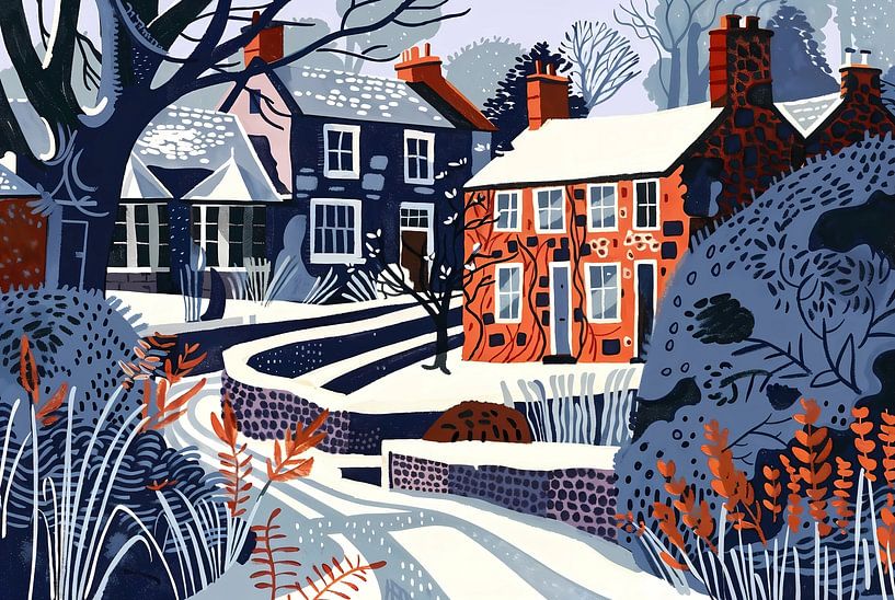 Seasonal landscape and nature, flat limited palette. by Ariadna de Raadt-Goldberg