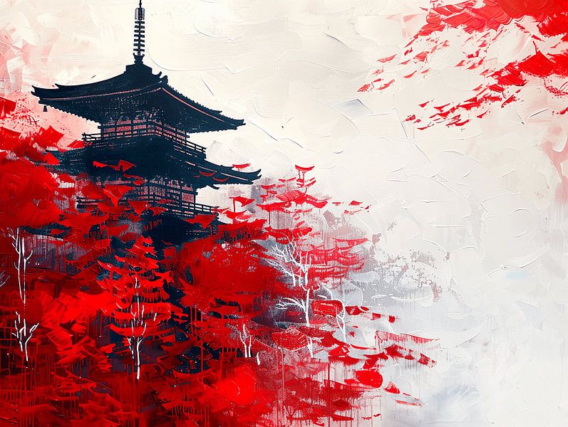 Pagode japonaise, huile par ColorWorldwide
