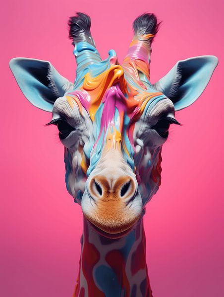 Bunte Giraffe | rosa von Eva Lee