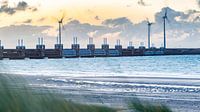 Eastern Scheldt storm surge barrier during sunrise