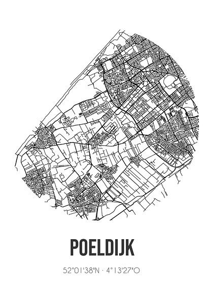 Poeldijk (South-Holland) | Carte | Noir et Blanc par Affiches de lieux