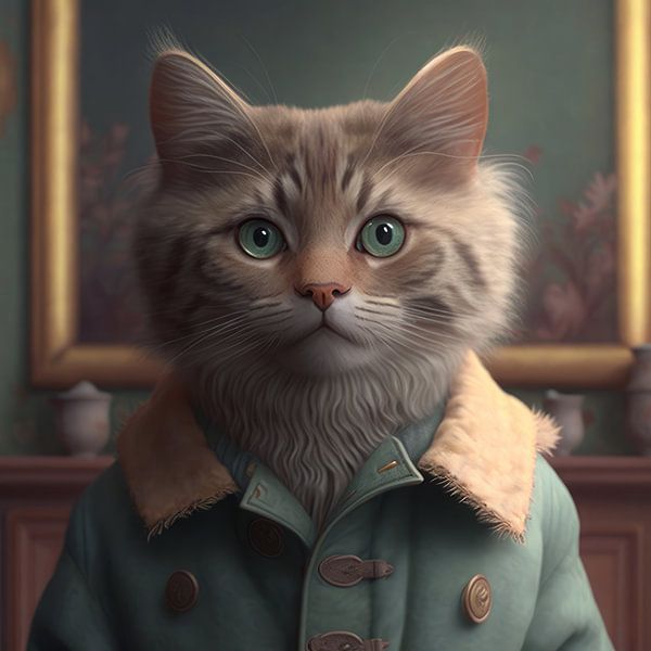 Chat cool, chat patchwork en couleurs mates par Studio Allee