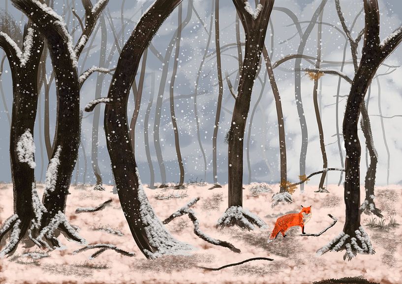Fox in winter landscape by JSM