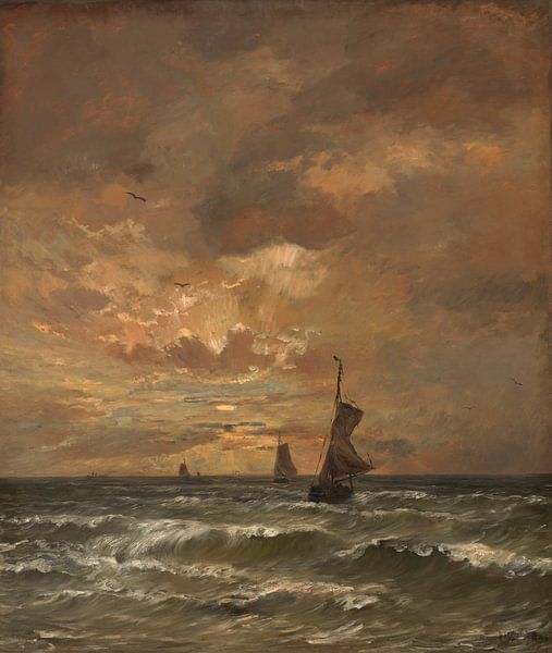 Sonnenuntergang über aufgewühlter See, Hendrik Willem Mesdag von Meisterhafte Meister