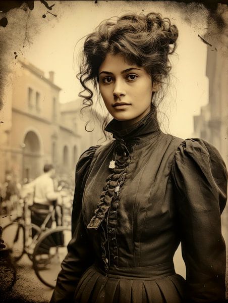 Stille Entschlossenheit in alten Gassen von Klaus Tesching - Art-AI