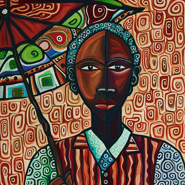 Colored man with an umbrella by Jan Keteleer