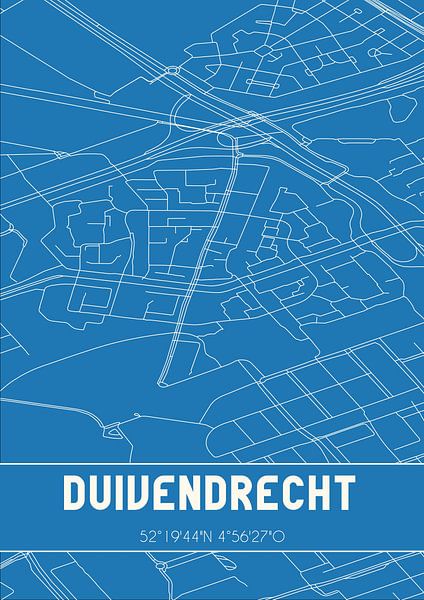 Blueprint | Carte | Duivendrecht (Noord-Holland) par Affiches de lieux
