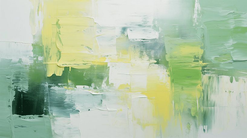 Abstract painting, green and yellow textured pastel coloured art design background by Animaflora PicsStock