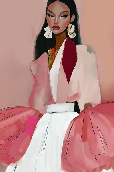 Portrait moderne et abstrait aux couleurs pastel par Carla Van Iersel