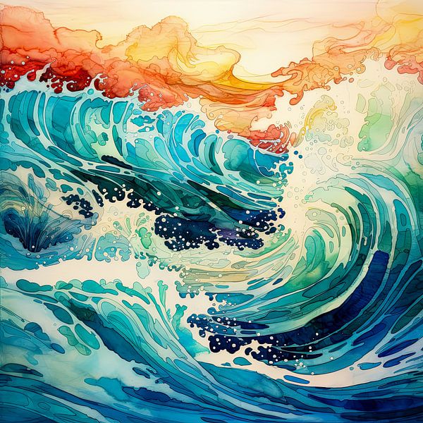 Waves at sea by Vlindertuin-Art