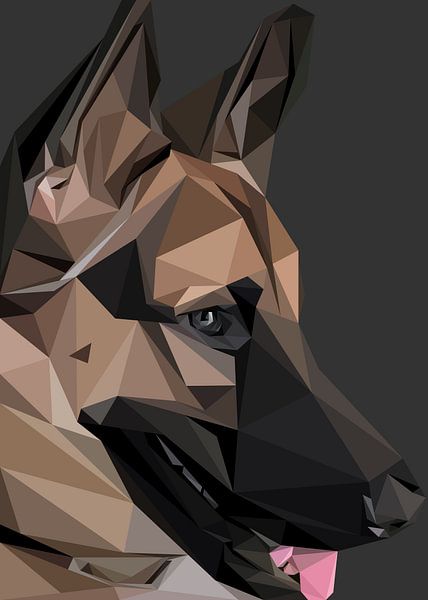 Deutscher Schäferhund Abstrakt Low Poly von Yoga Art 15